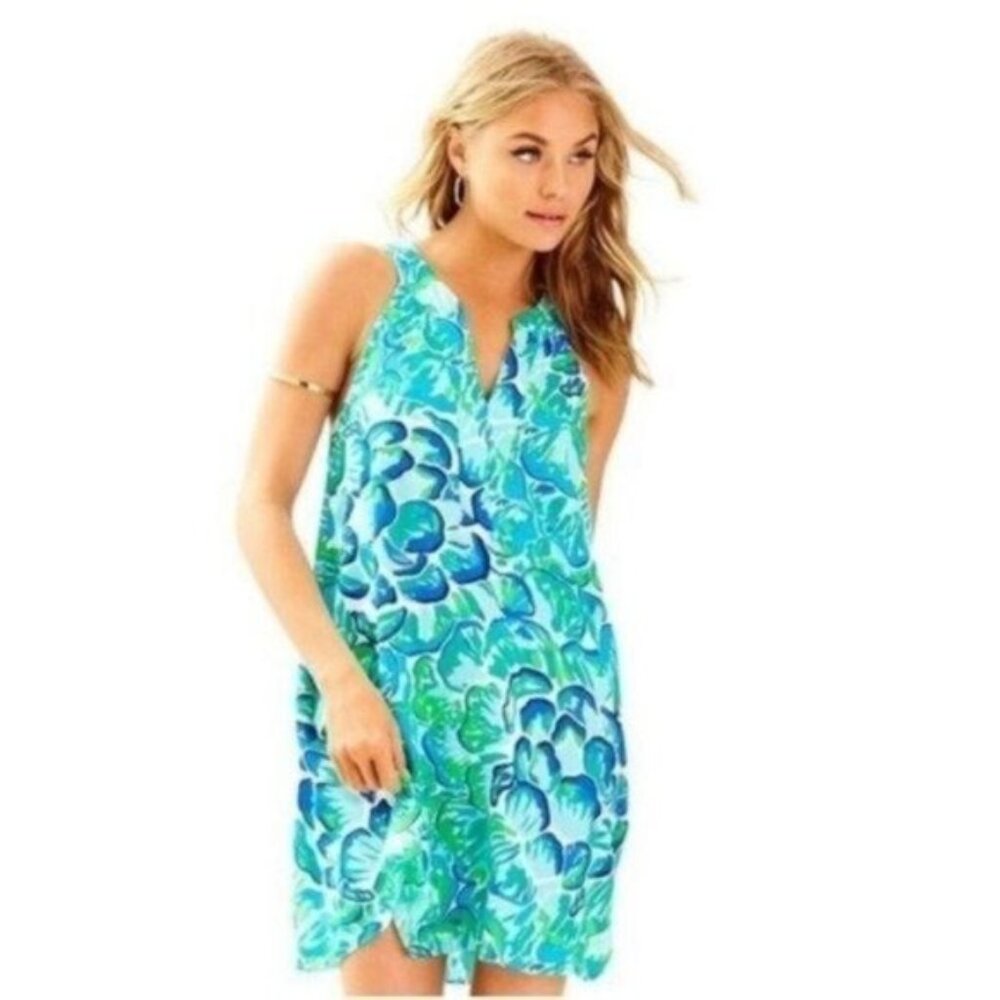 Lilly Pulitzer Halter Archelle Agate Green Mini Dress in Blue and Green